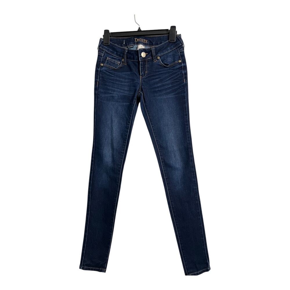 Decree Skinny Jeans Stretch Denim size 1 juniors womens dark wash casual